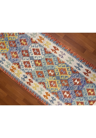 El Dokuma Afgan Kilim Yolluk 100% Yün Kök Boya Harıka Desenlı Yolluk Çok Renkli