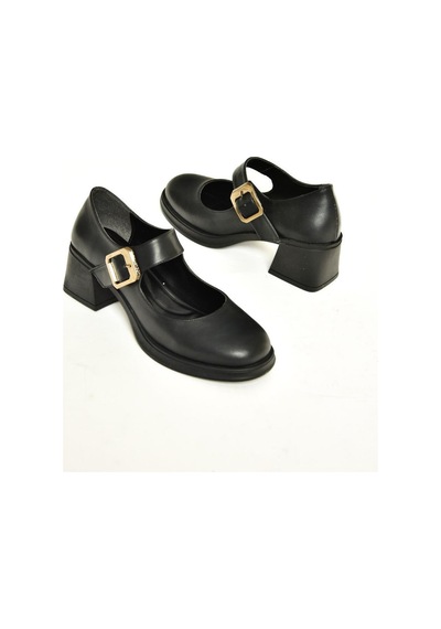Fox Shoes T820236009 Siyah Kalın Topuklu Kadın Ayakkabı Siyah