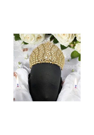 Kristal Taşlı Gelin,kına,nişan,söz,after,bride,party Taç 2 Sarı - 707821387 Sarı