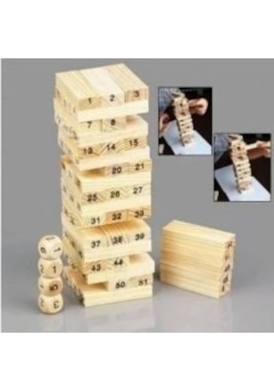 Sayılı Jenga Ahşap Oyuncak Denge Oyunu Ahşap Blok