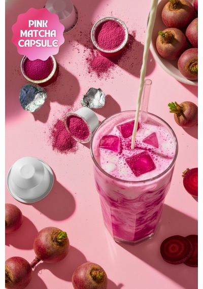 Pink Matcha Kapsül Nespresso Uyumlu Pembe Superfood Matcha Tozu, 10'lu Paket