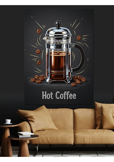 Ahşap Tablo French Press Kahve Demleme