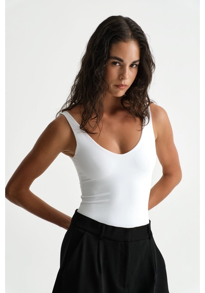 Açelyaokcu Premium Darcy V Yaka Bodysuit Beyaz