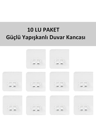 Yedek 10 Adet Yapışkanlı Sticker Kendinden Yapışkanlı Kancalı Yapışkan Banyo Rafı Su Geçirmez Askı B Diğer