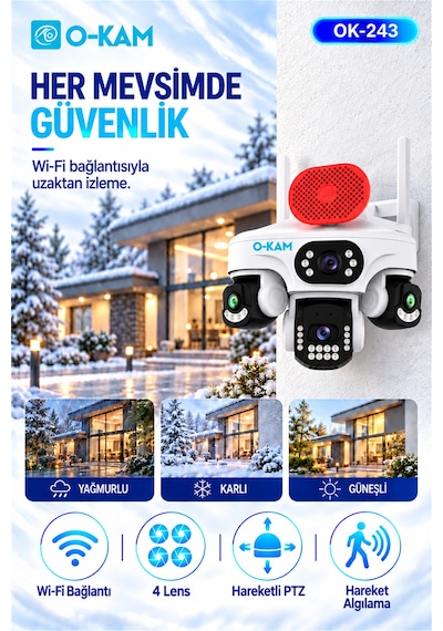 O-kam Ok-243 Premiumw 4 Lens Wifi Kamera