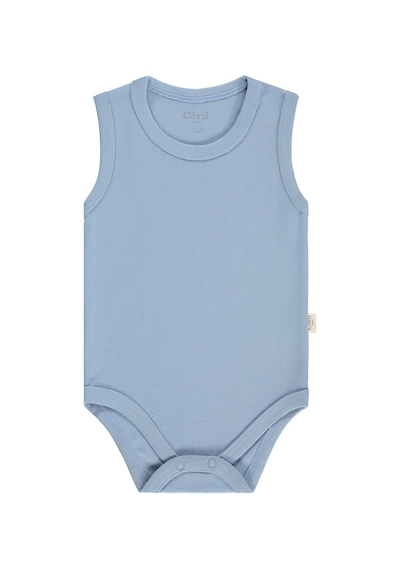 Civil Baby Organik 5 Li Sıfır Kol 3-9 Ay Çıtçıtlı Badi - Mavi