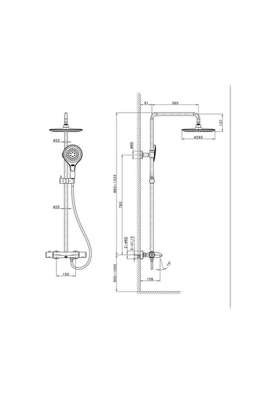 Eva Banyo Fontana Fm-0151 Krom Duş Ünitesi Diğer