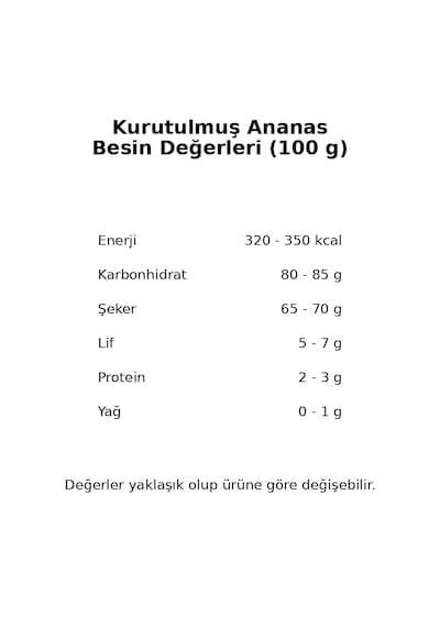 Kurutulmuş Ananas 250gr 250 G