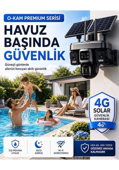 O-kam Ok335 Premium Serisi 12mp 4 Kameralı 4g Çift Solar Panel Gece Görüş 180gb 12ayx15gb İnternet +128gb Hafıza Akıllı Kamera