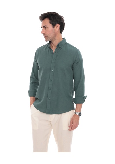 Slim Fit Uzun Kol Yaka Düğmeli Nefes Alan Keten Hediye Kutulu Erkek Gömlek Fs-004548 - Koyu Yeşil-3225 Slim Fit Uzun Kol Yaka Düğmeli Nefes Alan Keten Hediye Kutulu Erkek Gömlek Fs-004548 - Koyu Yeşil-3225