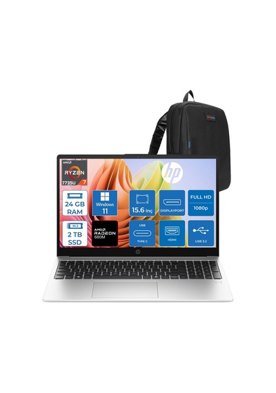 HP 255R G10 D30M1ETP09 R7-7735U 24 GB 2 TB SSD 15.6" W11P Dizüstü Bilgisayar + Zetta Çanta