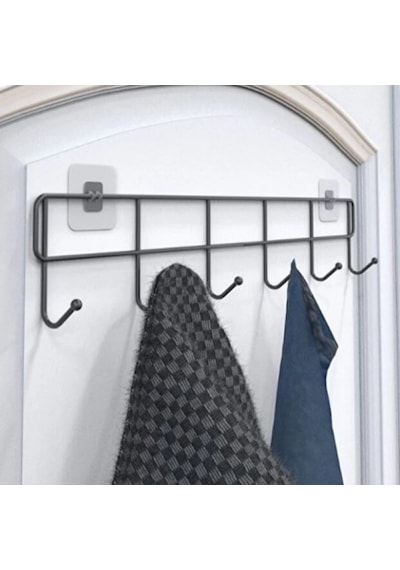 Mersi Shop 6 Lı Yapışkanlı Kapı Arkası Askı Delmesiz Metal Duvar Ve Kapı Organizer Raf Siyah
