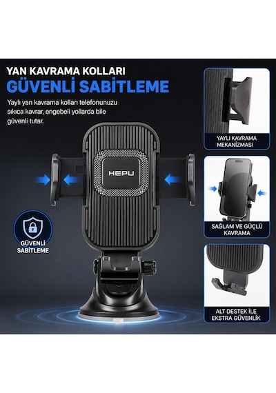 Hp-a11 Cam Tipi Araç Telefon Tutucu Güçlü Vantuzlu Ayarlanabilir Kompakt Tasarım 2 Mixed
