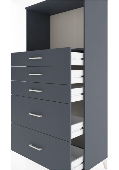 Hyperion Dolap Tek Raflı 5 Çekmeceli 88x44x182 Antrasit-antrasit Antrasit