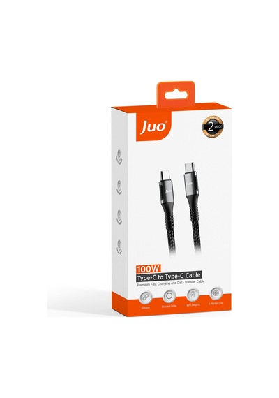 Juo JCBK102-B 100 W Pd Type-c To Type-c Örgülü Hızlı Şarj Kablosu