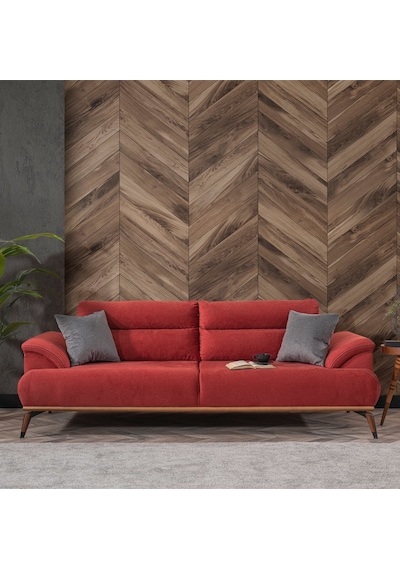 Weltew Home Milano Koltuk Takımı 3+3+1+1 Kırmızı-gri