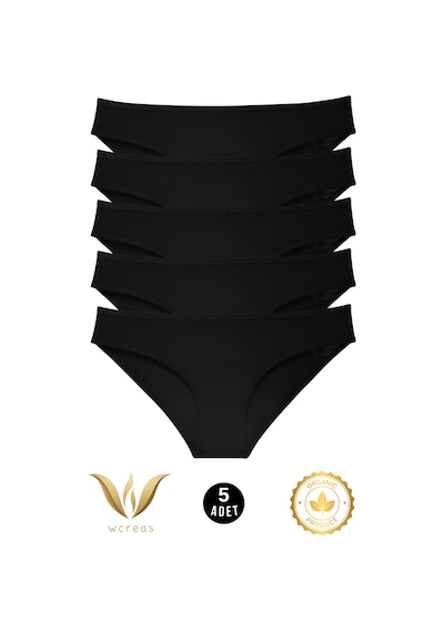 Wcreas Kadın Bikini Külot, Normal Bel Pamuklu Yumuşak Kumaş Slip Külot Siyah