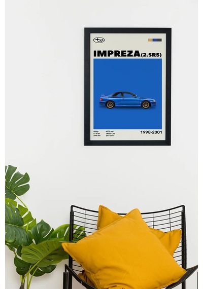 Subaru Impreza 2.5rs 1998-2001 Car Serie Özel Tasarım Siyah Çerçeveli Tablo Poster