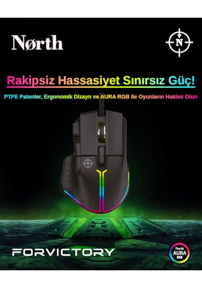 North Ragnarok PMW3389 RGB 12.800 Dpı Profesyonel Makrolu Oyuncu Mouse