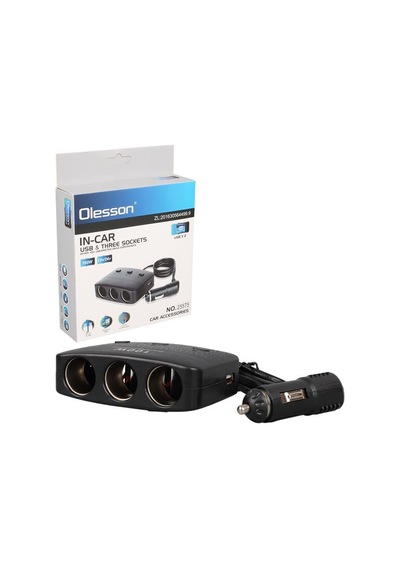 Olesson 1636 12-24v Çift Usb Girişli 100w 70 Cm Kablolu 3 Lü Araç Çakmak Çoklayıcı