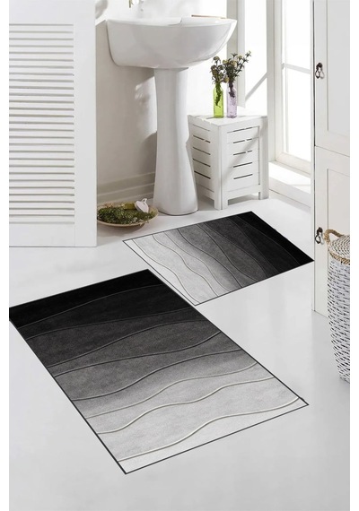 Eliana Home Dijital Baskı 2'li Banyo Paspas Takımı Lna5-1072 100x60 Ve 60x50 Cm Siyah