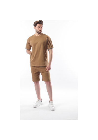 Madmext Camel Basic Erkek Şort T-shirt Takımı E7307 CAMEL