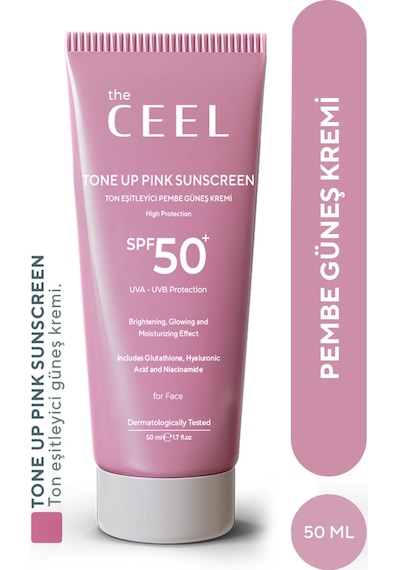 The Ceel Leke Karşıtı Ton Eşitleyen Spf 50+ Pembe Renkli Güneş Kremi | Glutatyon, Hyaluronik Asit 50 ml
