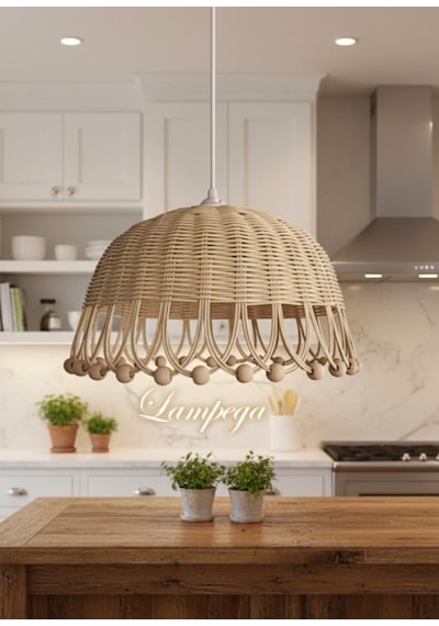 Lampega Rattan Bambu Hasır Avize Eskitme