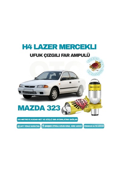 Mazda 323 1989 - 1998 Lazer Mercekli Ufuk Çizgili Far Ampulü Araç Motosiklet Led Şimşek Etkili