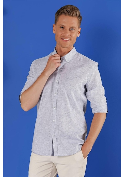 Efor G 1555 Slim Fit Koyu Mavi Klasik Gömlek Mavi