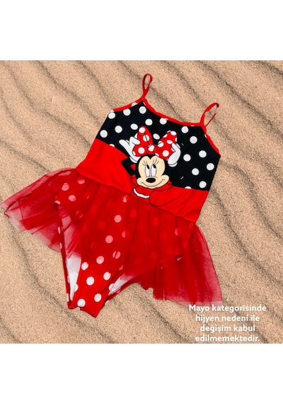 Lolliboomkids Kız Çocuk Puantiye Mickey Balerin Tütü Mayo Kırmızı