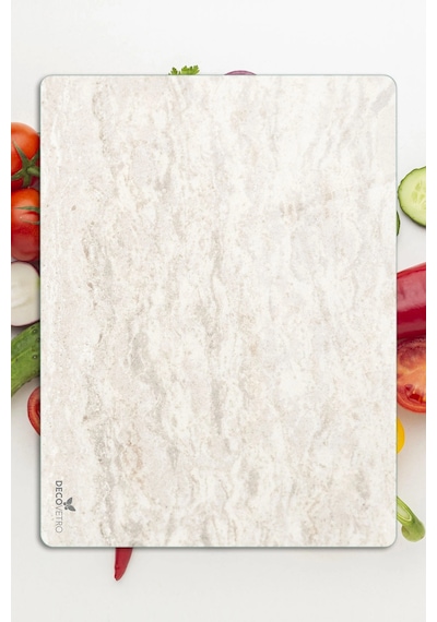 Decomar Mermer Desenli Cam Kesme Tahtası Ve Sunumluk 25 X 35 Cm Çok Renkli