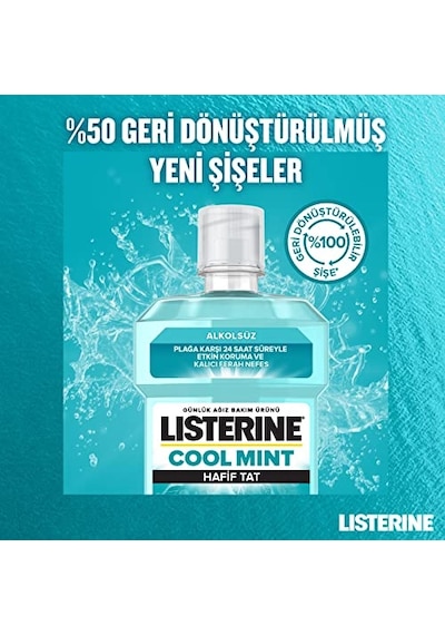 Listerine, Cool Mint, Günlük Ağız Bakım Ürünü, Hafif Tat, Sıfır , Nane Aromalı, 250ml