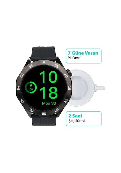 Logia HT04 46 Mm Silikon Kordon Çinko Alaşım Kasa Akıllı Saat (İthalatçı Garantili)