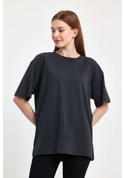 Odda 0008 Kadın Oversize Tişört Füme Odda 0008 Kadın Oversize Tişört Füme