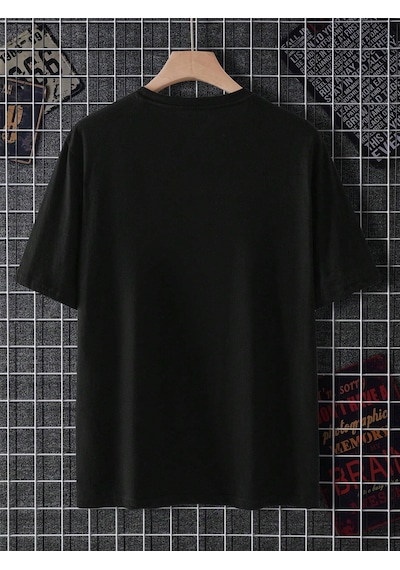 Unisex Ayı Gözü X Baskılı Oversize Tshirt Siyah