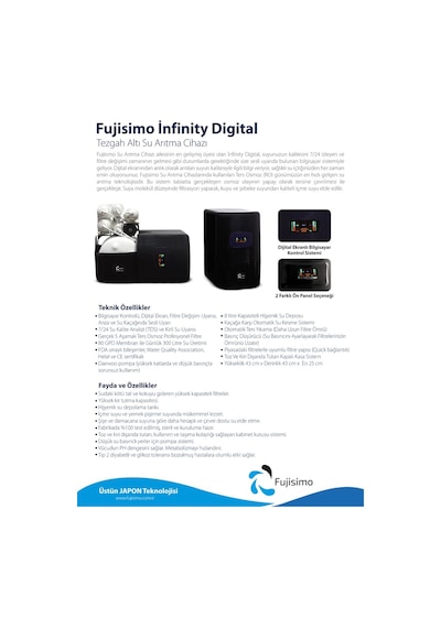 Fujisimo Infinity Digital Su Arıtma Cihazı