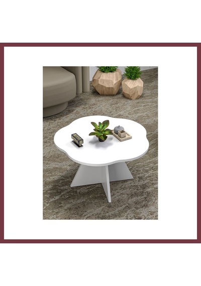 Storeşahin Çiçek Orta Sehpa Beyaz 70 Cm Shn0720