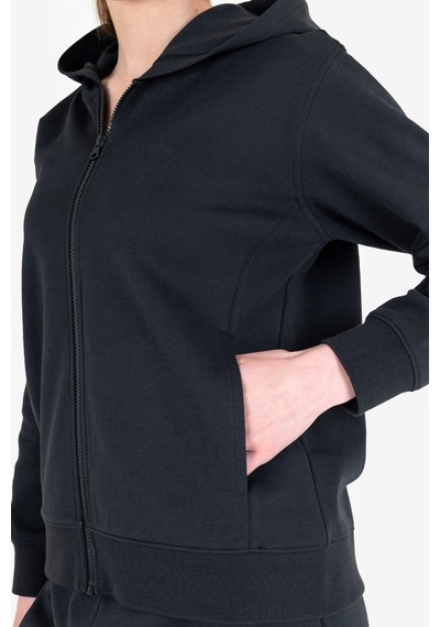 Lescon Siyah Kadın Fermuarlı Kapüşonlu Sweatshirt 23n-2219