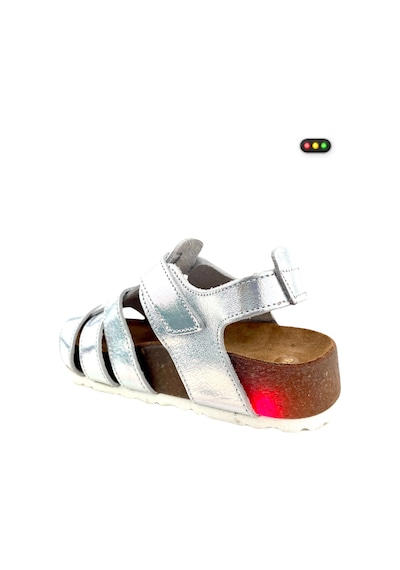 Nubebe Işıklı Taban Örgülü Kız Çocuk Sandalet Beyaz Hologram Beyaz