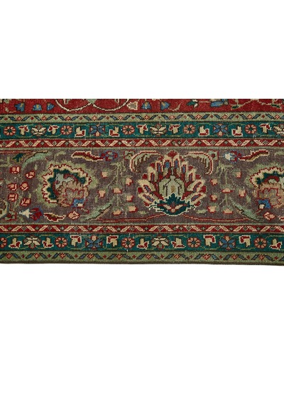 Bespoky Kırmızı Klasik Çiçekli Vintage Salon Halısı El Dokuma