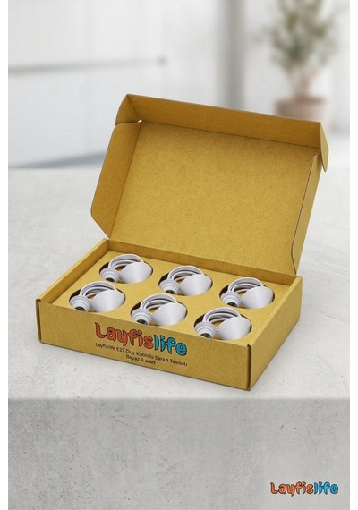 E27 Duy Kablolu Sarkıt Tesisatı 60 Cm Ayarlanabilir Beyaz Kablo 6lı Paket