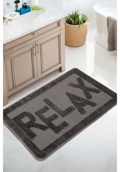 Doğal Kaymaz Taban Banyo Paspas Uzun Ömürlü Yumuşak Dokulu Su Emici Yıkanabilir Relax 60x100 Antrasit