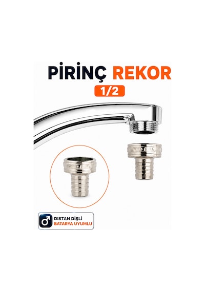 Pirinç Rekor 1/2 Set İç Dişli Dış Dişli Batarya Uyumlu Hortum Bağlantı Rekoru