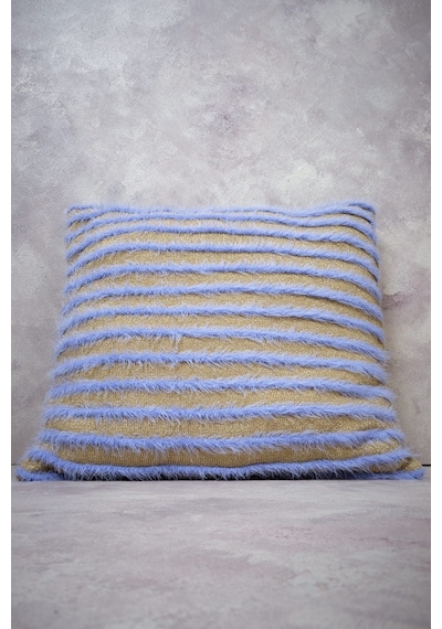Peraluna Luxury Pıllow Simli Çizgili Triko Yastık Kılıfı 45x45 Cm Açık Lila/gold - Açık Lila