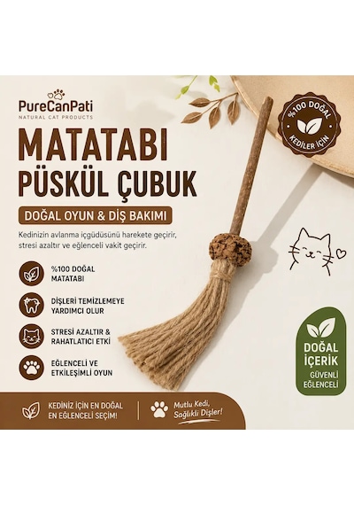 Matatabi Meyveli Püsküllü Kedi Oyuncağı Doğal Çiğneme Ve Oyun Çubuğu 1 Adet