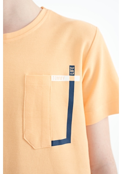 Tommylife Tommy Life Kavun İçi Cep Detaylı O Yaka Standart Kalıp Erkek Çocuk T-shirt - 11120 Sarı