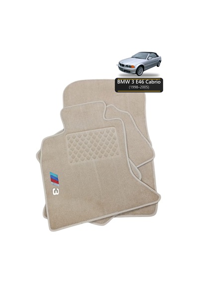 Oto Halı Paspas Seti Bmw 3 E46 Cabrio 1998 2005 Uyumlu Sport Kaymaz & Şık Tasarım - Bej Harfli