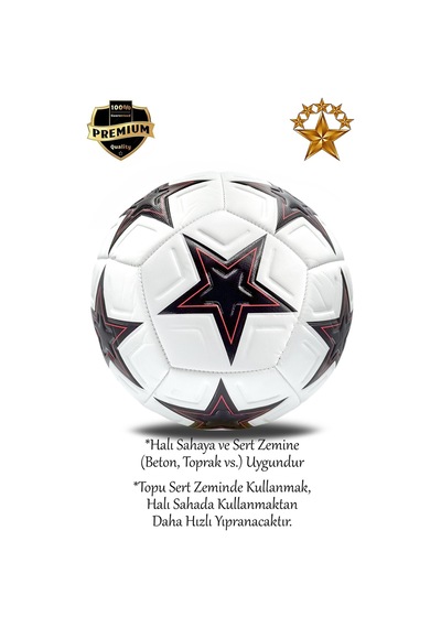 Futbol Topu Pompalı Dikişli Futbol Topu Sert Zemin Halı Saha Futbol Topu Pompa Hediyeli Beyaz