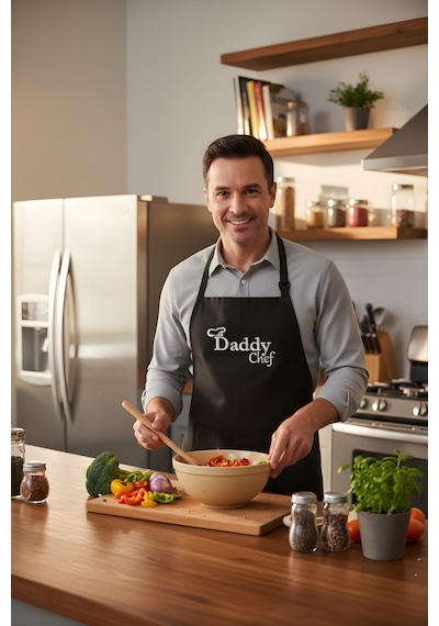 Daddy Chef - Siyah Mutfak Önlüğü Renkli